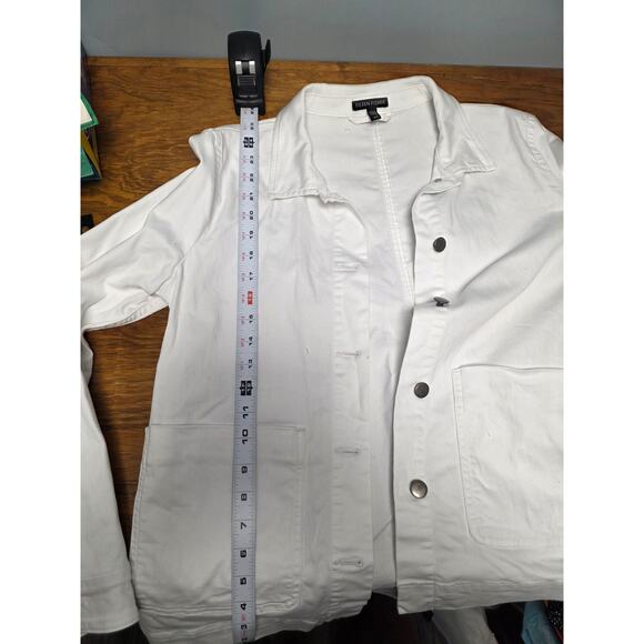 Eileen Fisher White Womens Jacket S Button up Jean Style Minimalist Fall Layer - Picture 8 of 9